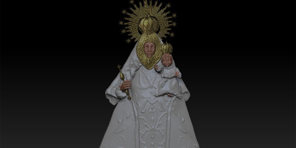 Trabajos en joyería 3d, imagen de una Virgen.